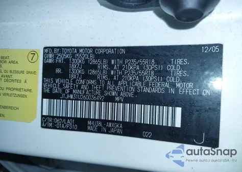 2006 Lexus Rx 400H z USA, uszkodzony, nr VIN JTJHW31U260036492